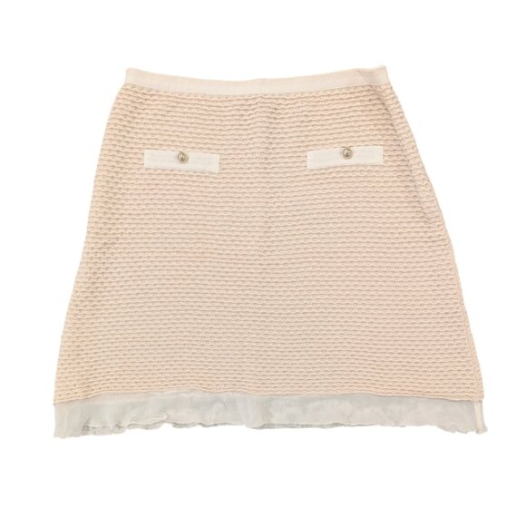 Stefanel Dresses & Skirts - STEFANEL Cotton & Silk Skirt S Lightweight Flowy Ruffle Cream Off White Side Zip